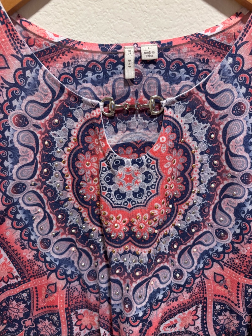 Cato EST 1946 Sleeveless Pink Paisley Medallion Tank Top - Picture 2 of 4